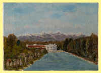 Canale del Pecchio e sullo sfondo la centrale idroelettrica progettata da Pietro Rusca.